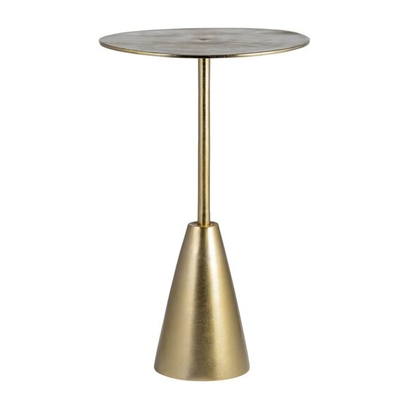 Noir Hiro Metal Side Table Brass Finish Pedestal Round Modern Unique Accent - Picture 1 of 15